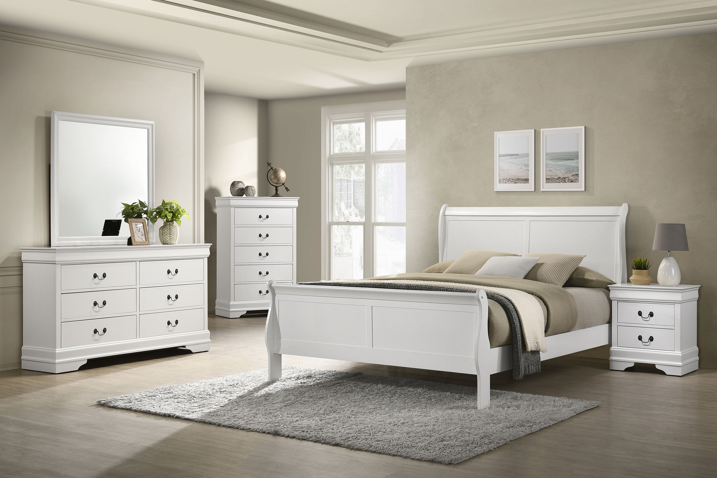 Louis Philippe Sleigh Panel Bed