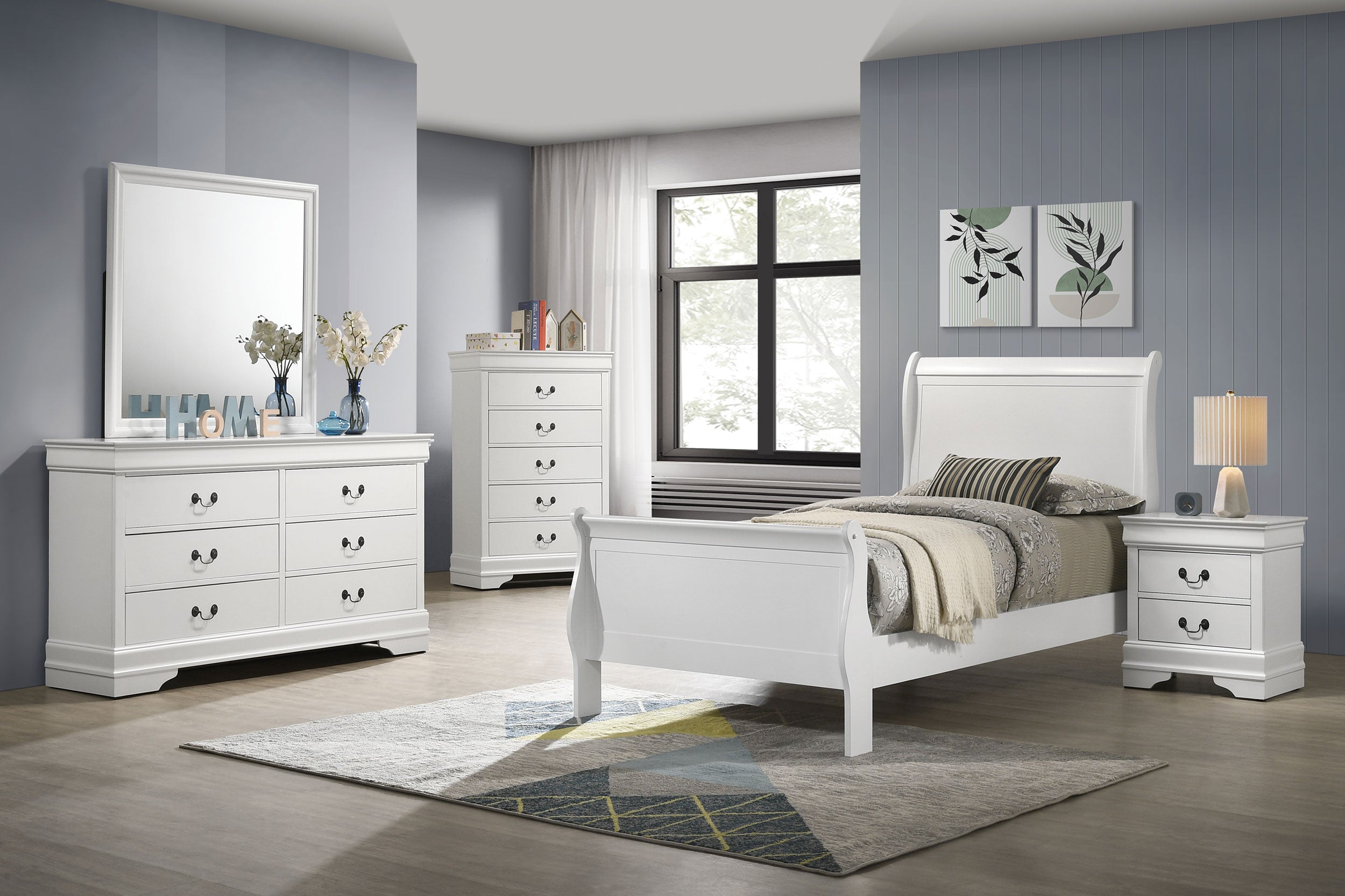 Louis Philippe Sleigh Panel Bed
