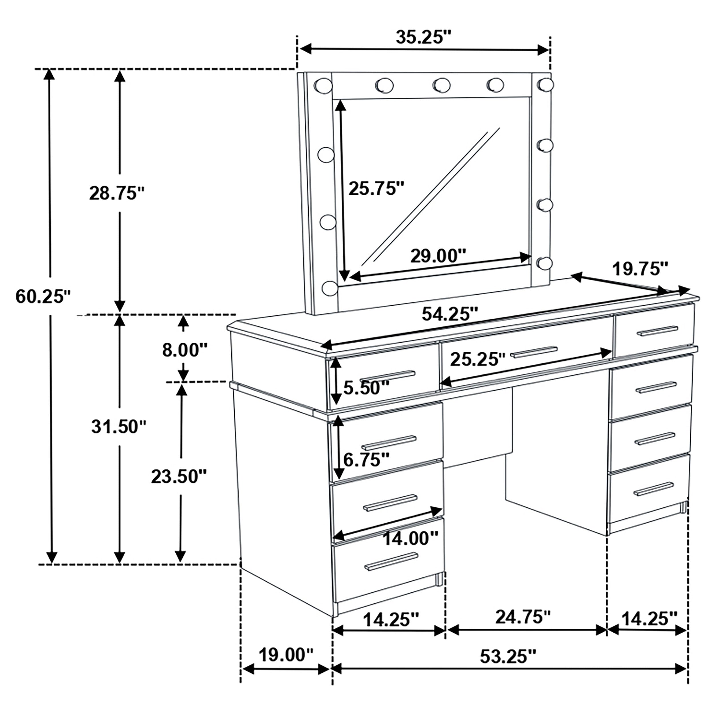 Felicity Makeup Vanity Table with LED Mirror