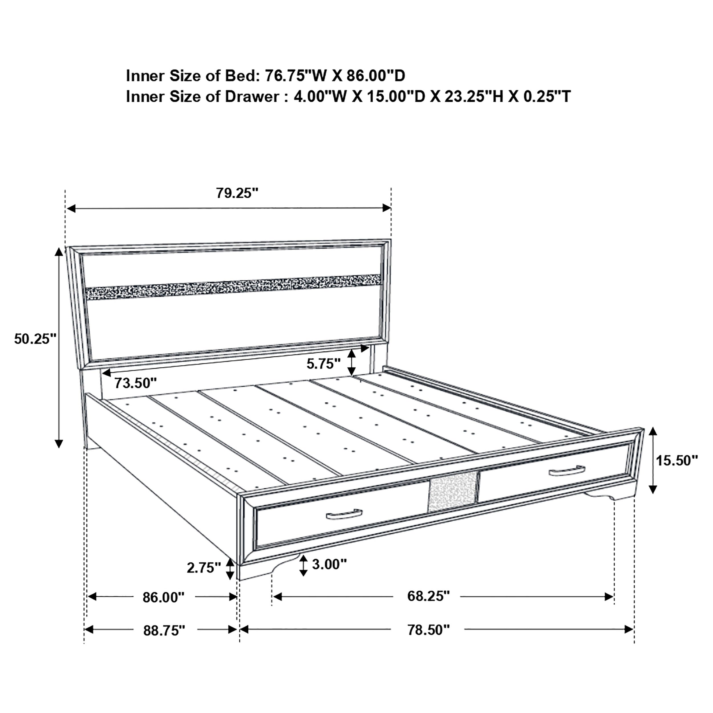 Miranda Panel Platform Storage Bed