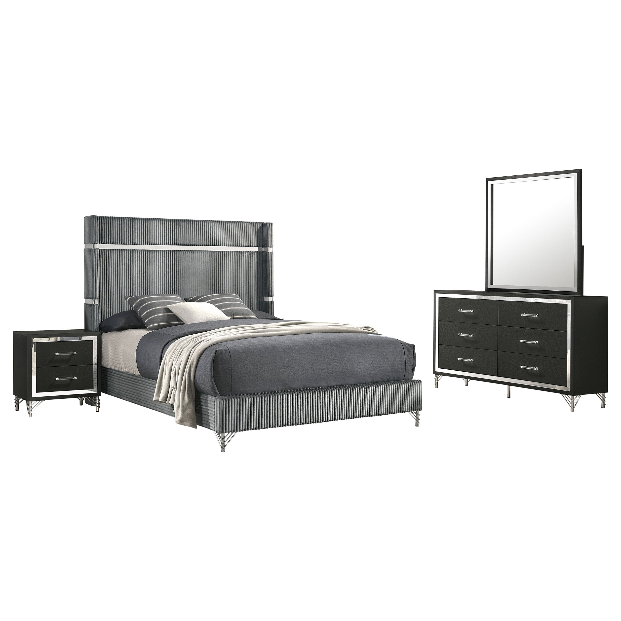 Lucia 4 & 5 Piece Bedroom Set King & Queen Beige & Grey