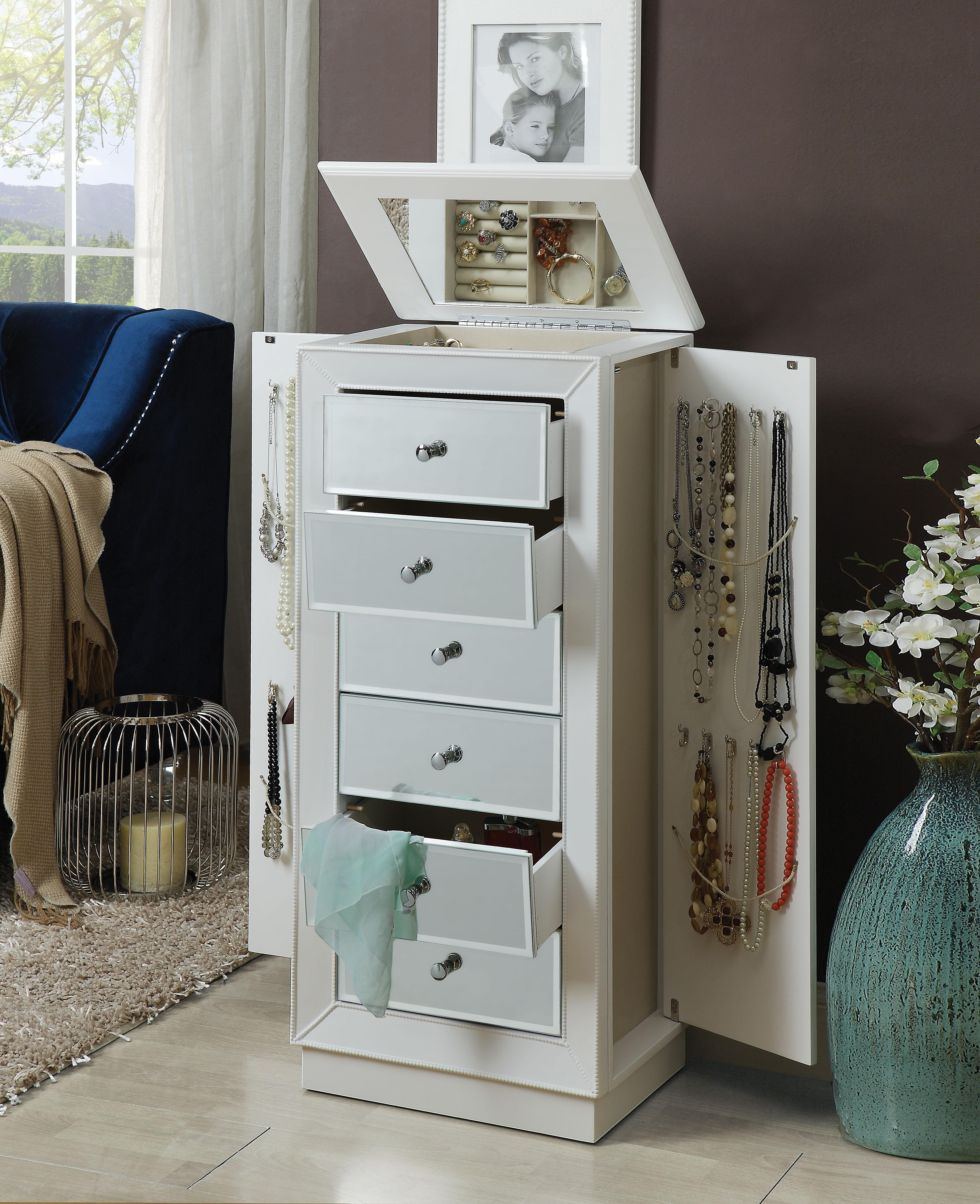 white armoire dresser Talor White Jewelry Armoire
