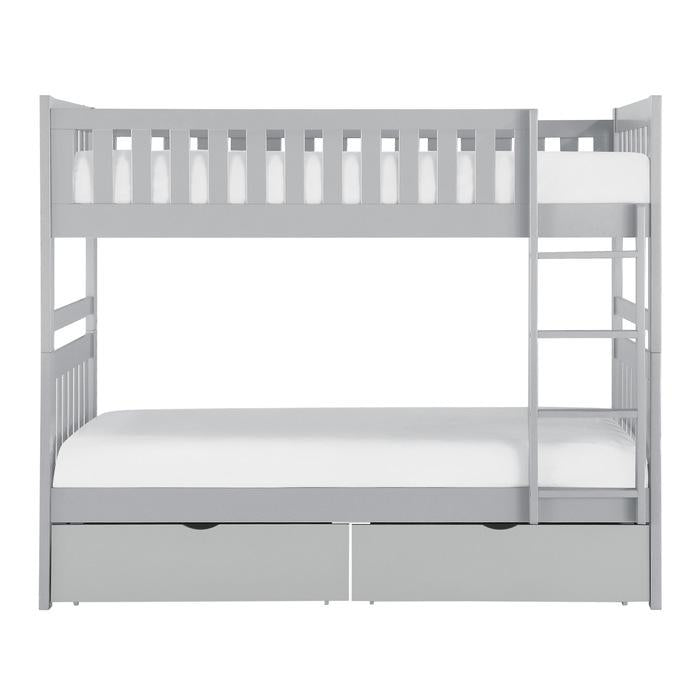 Orion Twin/Twin Bunk Bed with Storage Boxes in Gray B2063-1*T