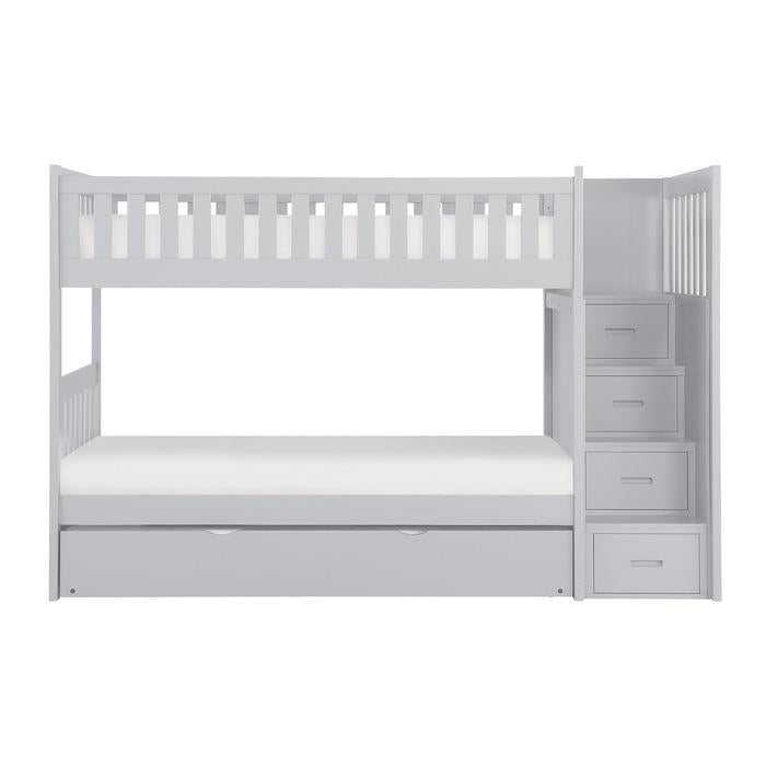Orion Bunk Bed w/ Reversible Step Storage and Twin Trundle in Gray B2063SB-1*R