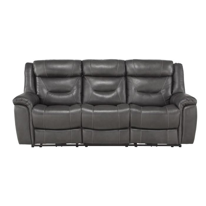 Danio Power Double Reclining Sofa with Power Headrests in Dark Gray 9528DGY-3PWH