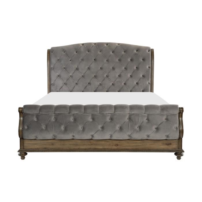 Rachelle Queen Sleigh Bed in Weathered Pecan 1693-1*