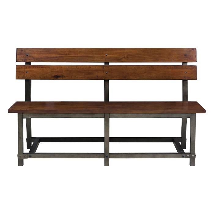 Holverson Bench w/ Back in Rustic Brown 1715-BH