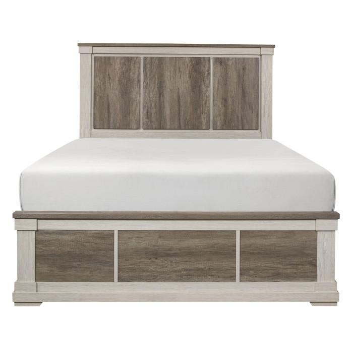 Arcadia Queen Panel Bed in White & Weathered Gray 1677-1*