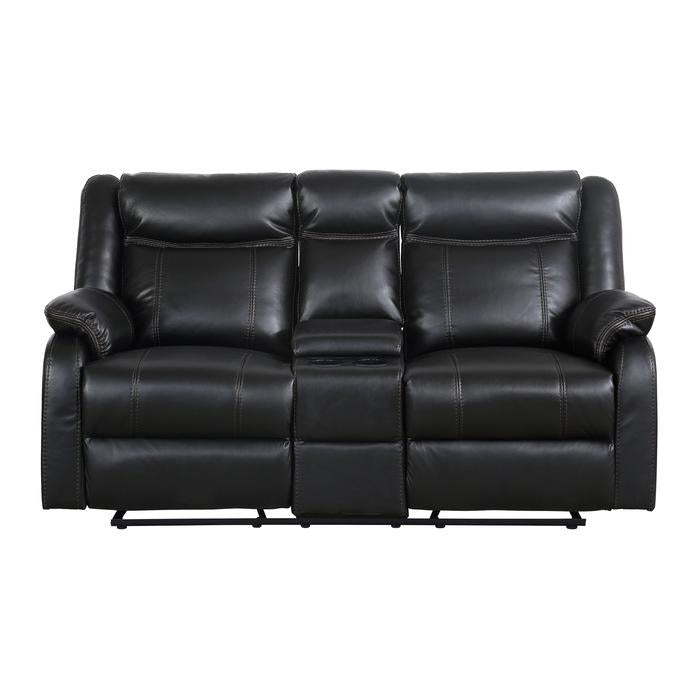 Jude Double Glider Recliner Loveseat in Black 8201BLK-2