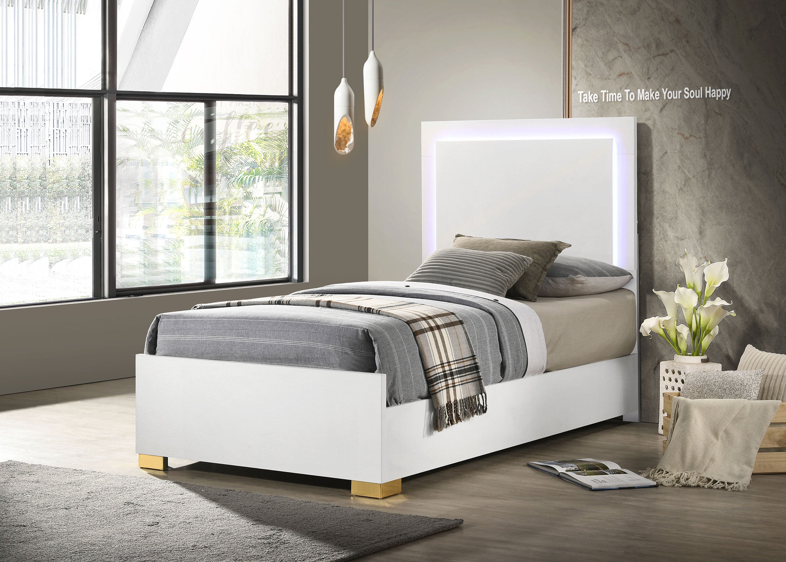 Marceline Panel Bed with LED Lighting