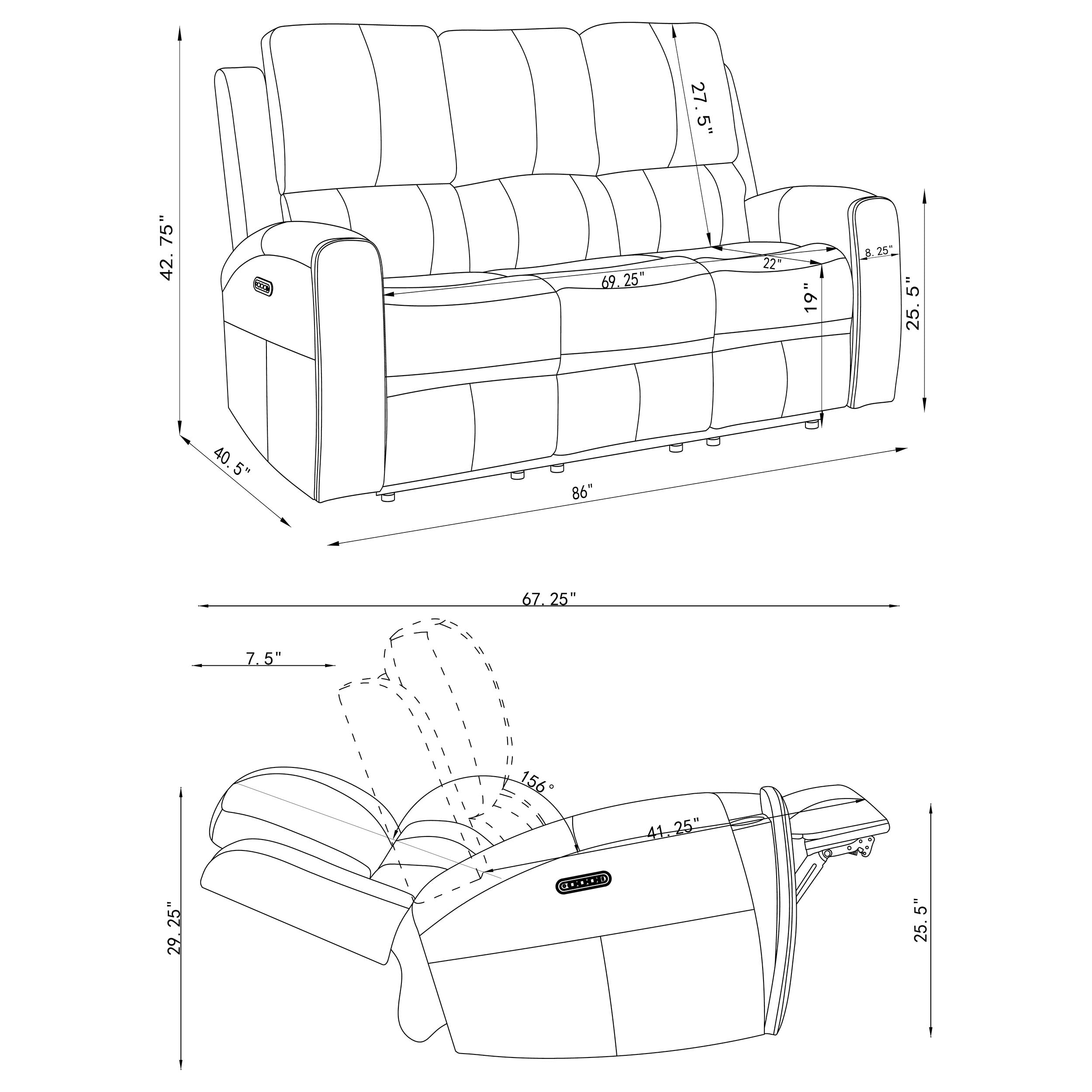 Brickston Triple Power Reclining Sofa Set