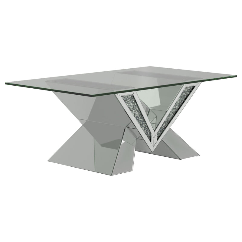 Taffeta V-shaped Coffee Table with Glass Top Silver image