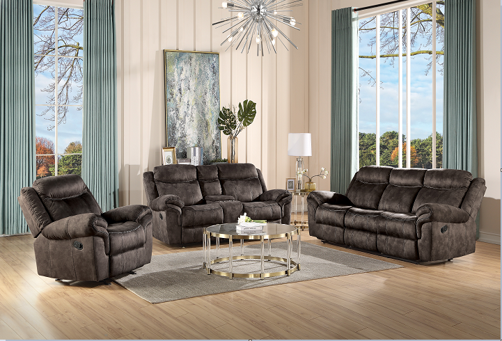 Zubaida 2-Tone Chocolate Velvet Sofa (Glider & Motion) image