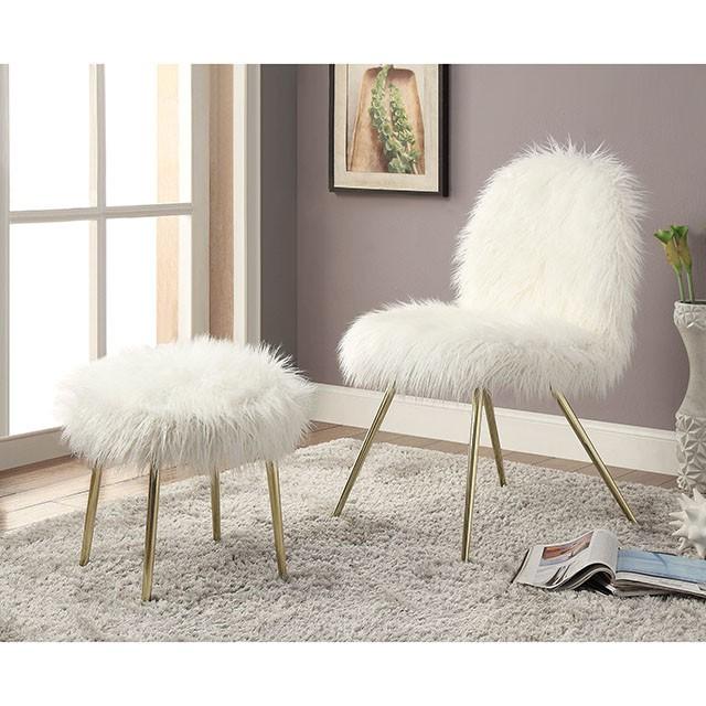 Caoimhe White/Gold Accent Chair