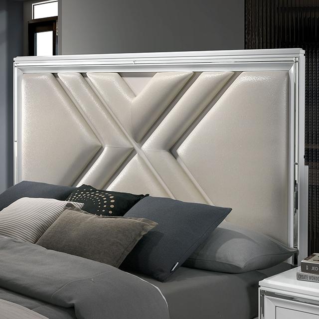 Emmeline Queen Bedroom Set Silver & White