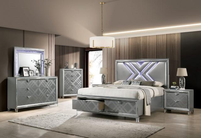 Emmeline Queen Bedroom Set Silver & White