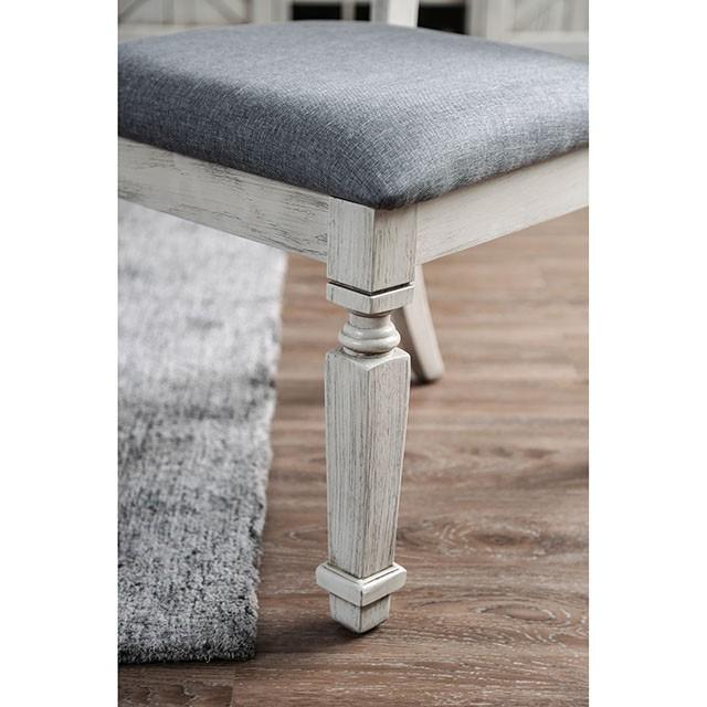 Georgia Antique White/Gray Bench