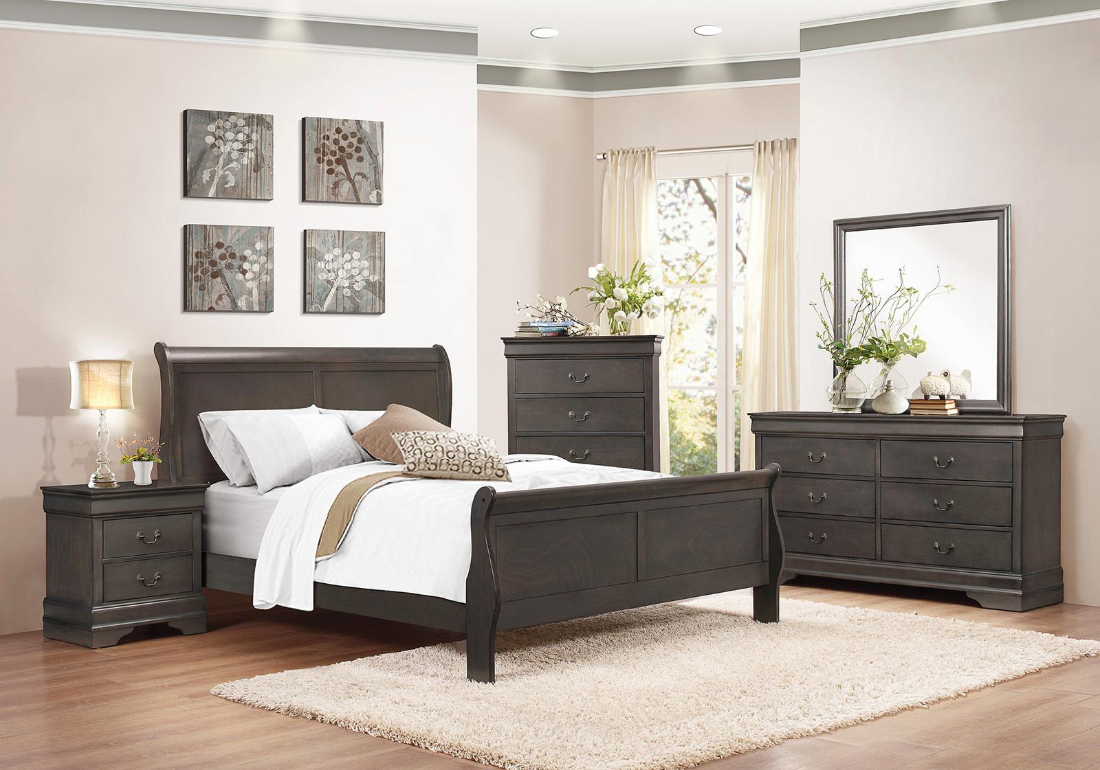 Mayville Queen Sleigh Bed in Gray