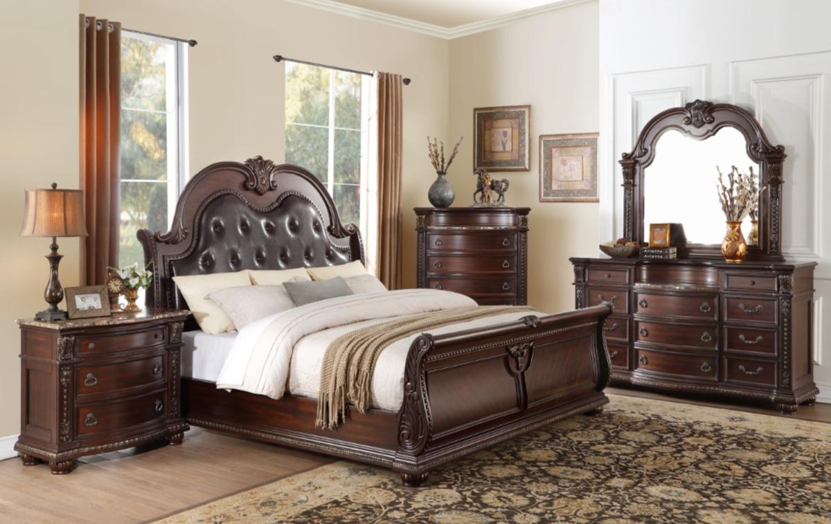 Cavalier Queen Sleigh Bed in Dark Cherry 1757-1*