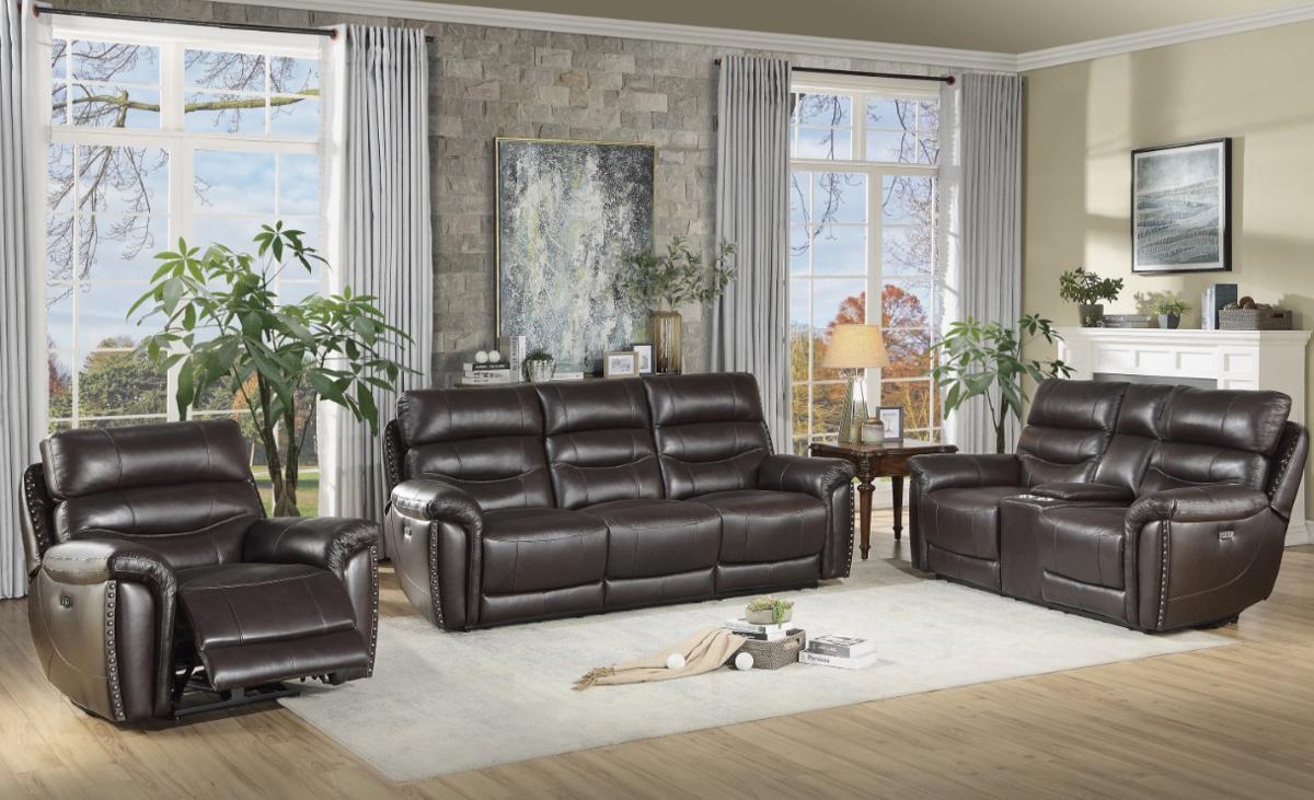 Lance Power Double Reclining Loveseat with Power Headrests in Brown