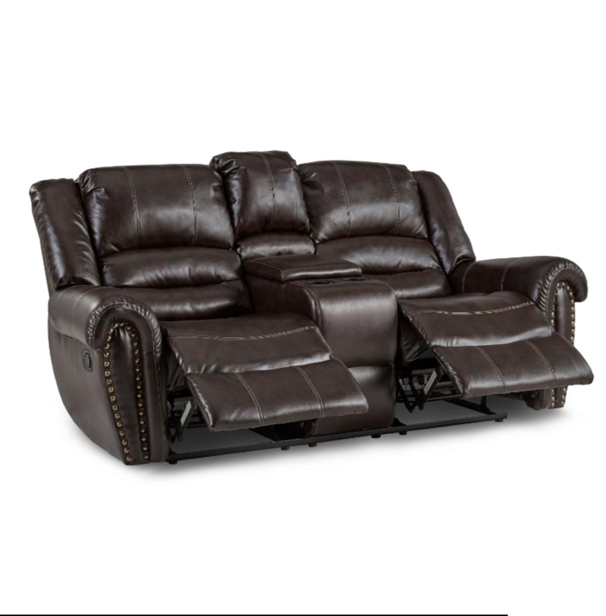 Center Hill Double Glider Reclining Loveseat w/ Center Console in Dark Brown 9668BRW-2