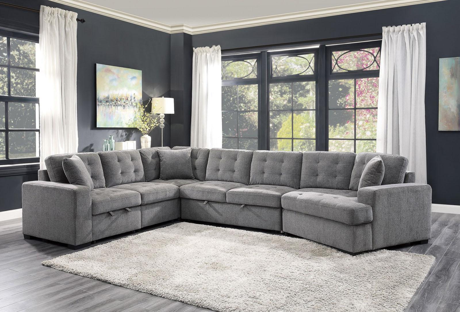 Logansport Corner Seat with 1 Pillow in Gray 9401GRY-CR