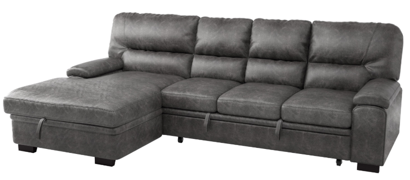Homelegance Furniture Michigan Sectional with Pull Out Bed and Left Chaise in Dark Gray