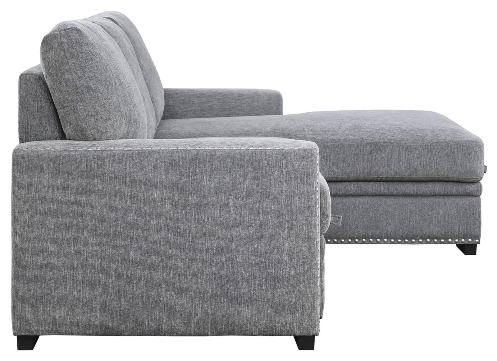 Morelia 2pc Sectional with Pull Out Bed and Right Chaise in Dark Gray