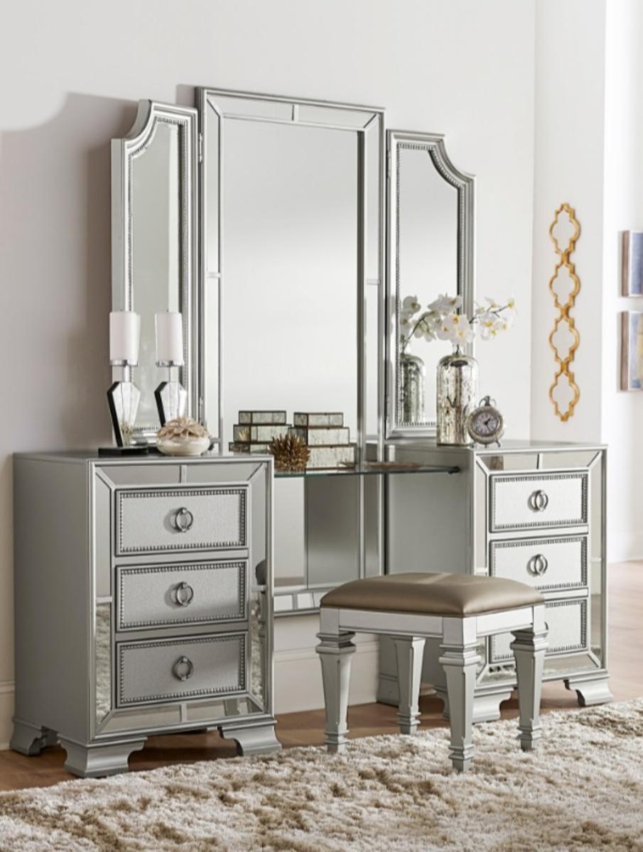 Avondale Vanity Stool in Silver 1646-14