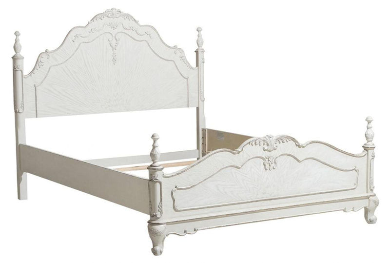 Homelegance Cinderella Queen Poster Bed in Antique White