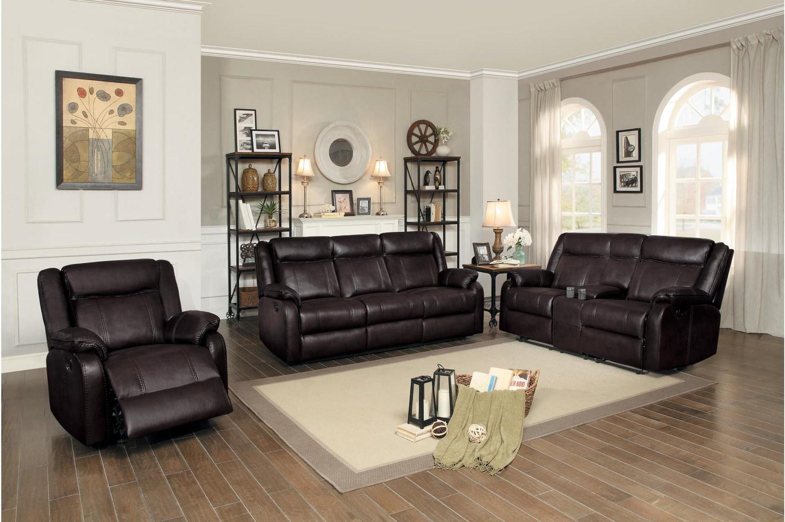 Jude Double Glider Recliner Sofa in Brown 8201BRW-3