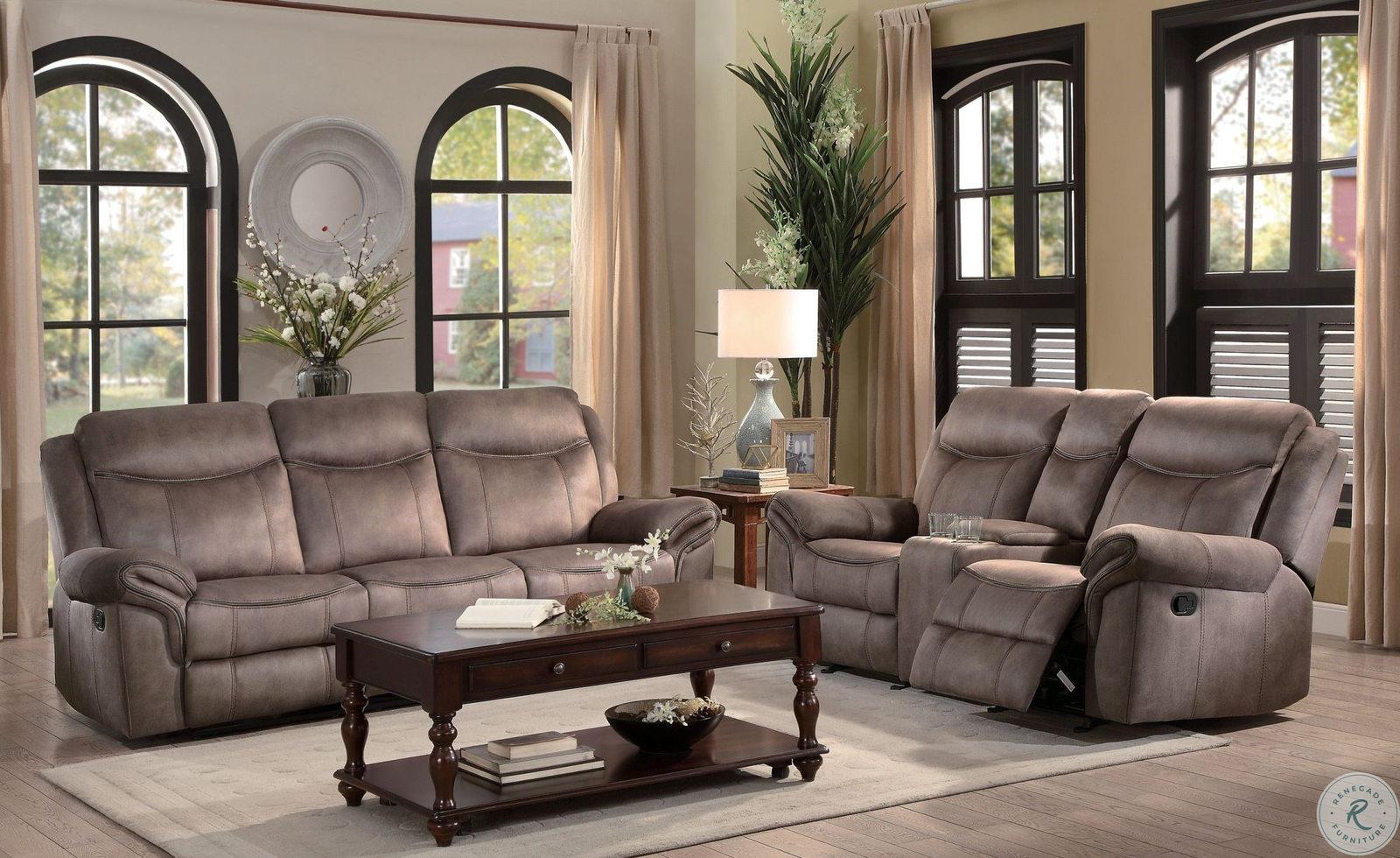 Aram Double Glider Reclining Sofa in Dark Brown 8206NF-3