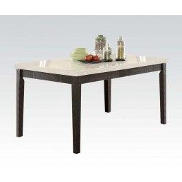 Acme Nolan Rectangular Dining Table in White Marble/Weathered Black 72850 image