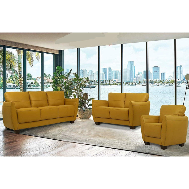 Valeria Mustard Leather 3-Piece Living Room Set image