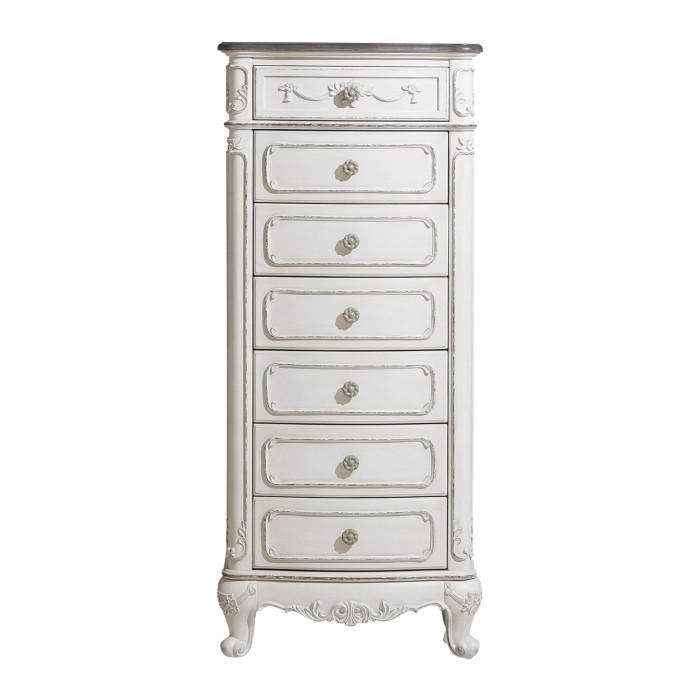 Homelegance Cinderella 7 Drawer Tall Chest Antique White with Grey Rub-Through image